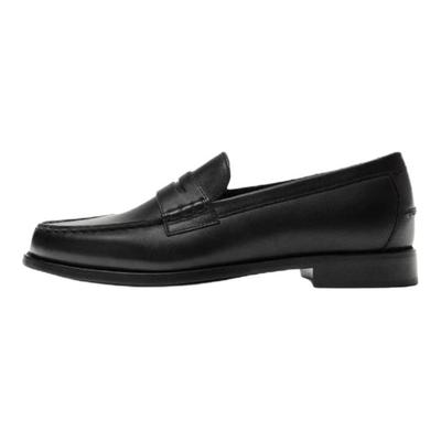 Fashionable Leather Loafers Men Shoes Black 2639620800