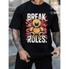 European Sizes Men'S Break the Rules Graphic T-Shirt  - Casual Sporty Round Neck Short Sleeve Tee for Casual Attire, Weekend Outfits