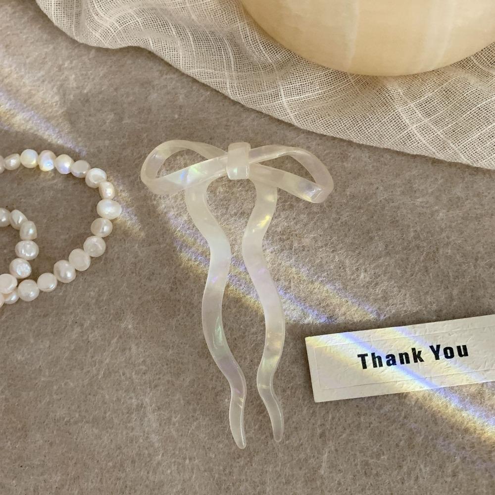 Chinese Style U-shaped Hairpin Multicolor Pan Hair Fork Cute Acetic Acid Bow Hair Stick  Ladies