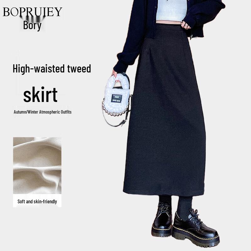 Women s Wool Blend A-Line Midi Skirt with Slit S