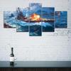 Prints HD Sea View Pictures Modular 5 Pcs World of Warships Poster Canvas Painting Living Room Home Decoration No Frame Wall Art