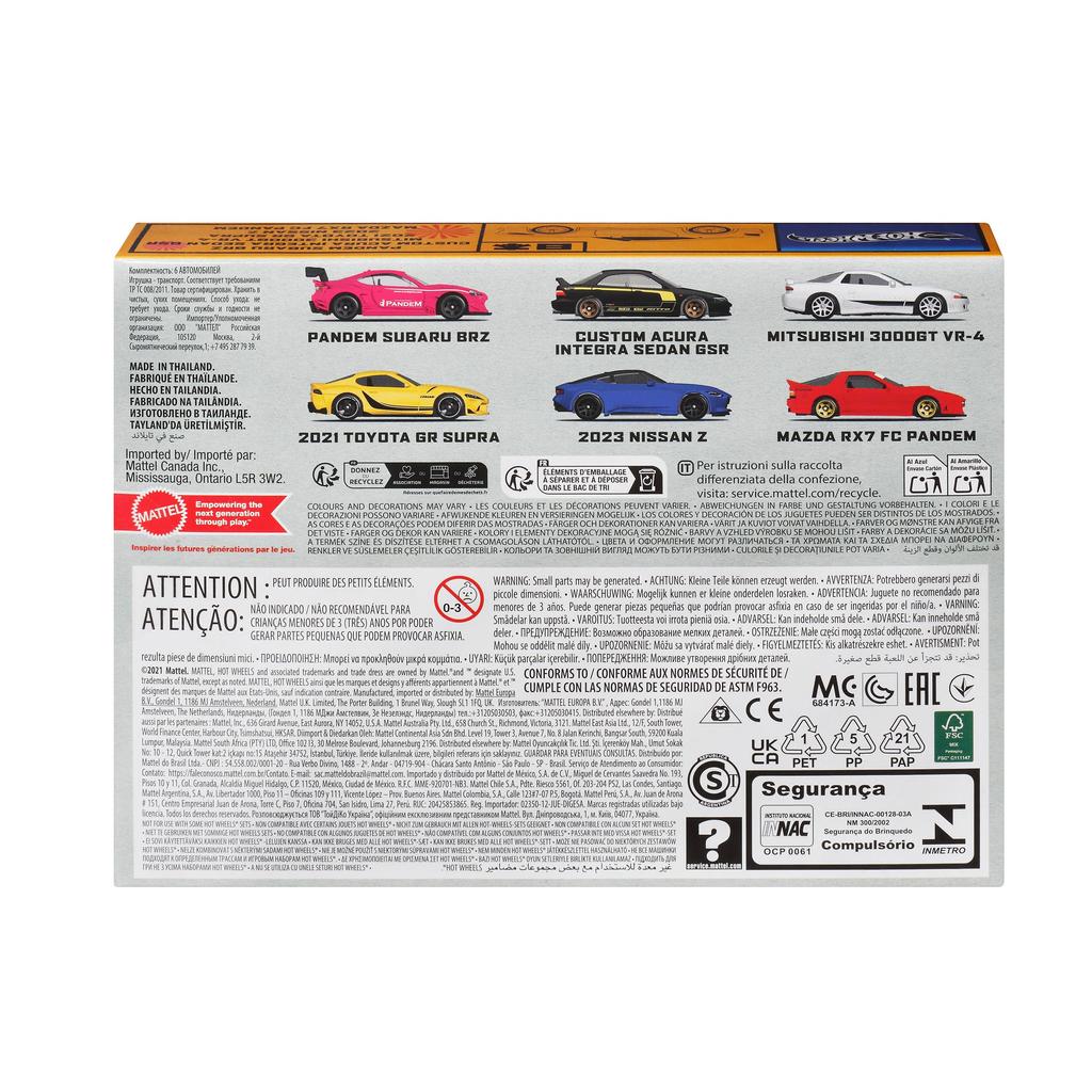 Hot Wheels Streets of Japan Multi Pack 6 Vehicles Vehicle Toy Mini Car 3 Years Old and Up Multi HRX54