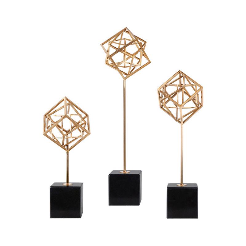 Chinese Style Metal Frame Desktop Ornament for Living Room and Study Small Iron Box Base 10*10*42
