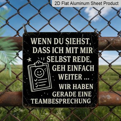 2D Flat, 1pc Vintage Aluminium Metal Sign, Outdoor Decorative Wall Sign, Retro Tin Sign Style, Office Humor Theme, "Do Not Interrupt Self Talk