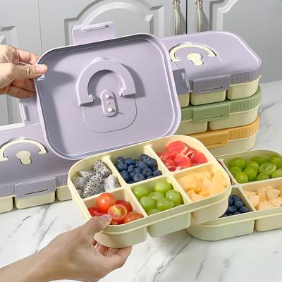 Boîte à déjeuner en plastique micro-ondable divisée avec poignée Camping Pique-nique Portable Étanche Récipient alimentaire pour salade de fruits pour enfants étudiants