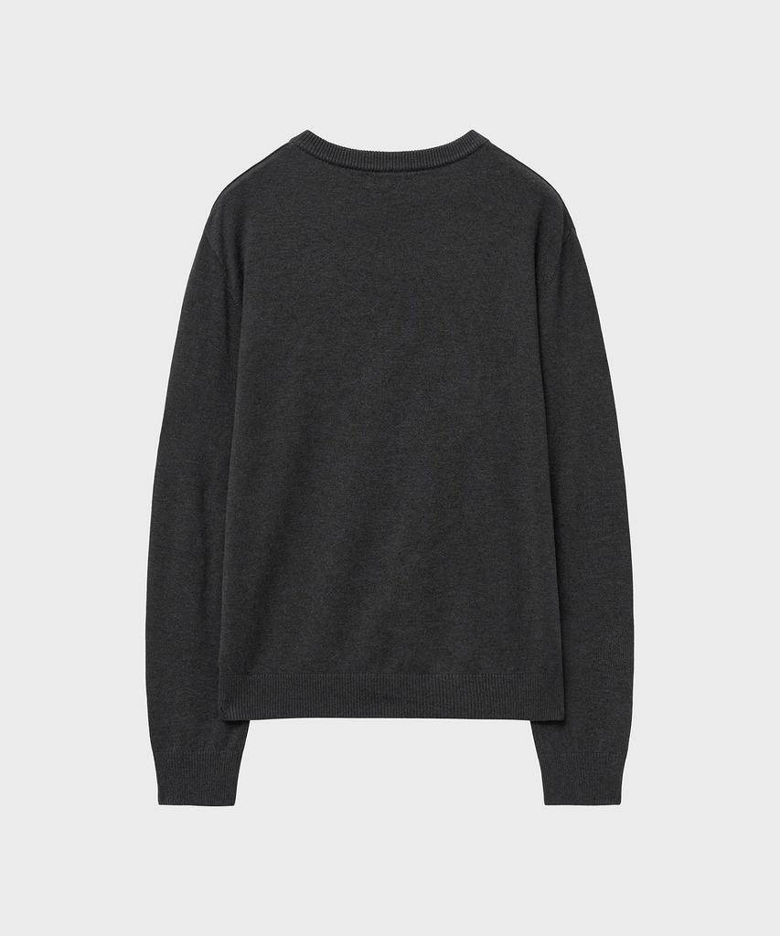 NOIRER Silky V-Neck Knit (Dark Gray)