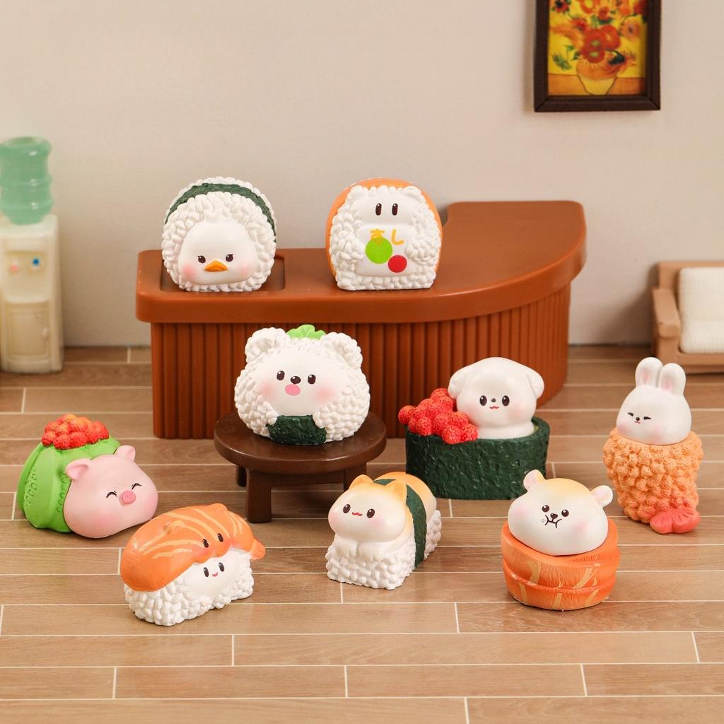 Sushi Animals - Random Miniature Figure Japanese Kawaii Sushi Miniature Resin Decorated Figures Korean Cute Room Desk Ornament