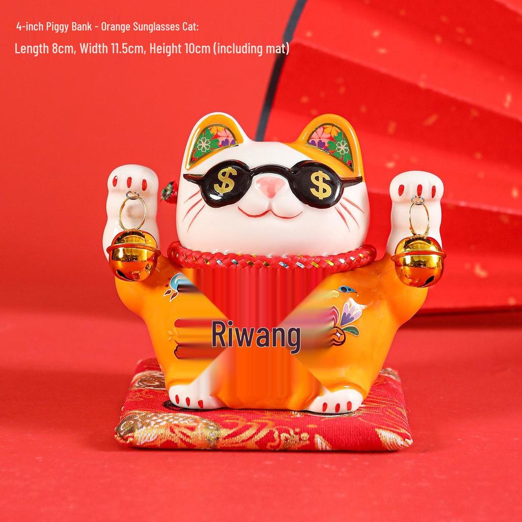Creative Ceramic Lucky Cat Piggy Bank - Chinese Style Fortune Decor Gift