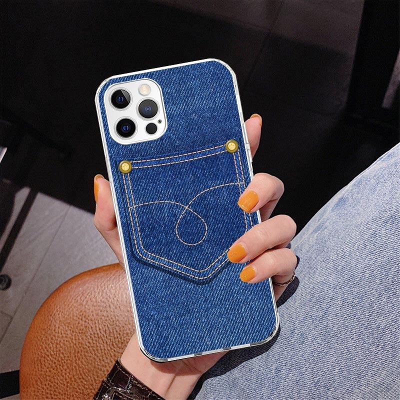 Jeans Cowboy Denim Printed Phone Case For iPhone 17 Air 16 Pro Max 16E 15 + 14 Plus 11 12 13 Mini 7 8 SE Gift Print Cover Fundas