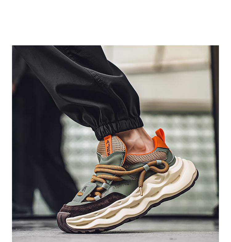 Men's 2024 Trendy Breathable Mesh Sneakers - Casual Sports, Thick Sole, Heightening Dad Shoes