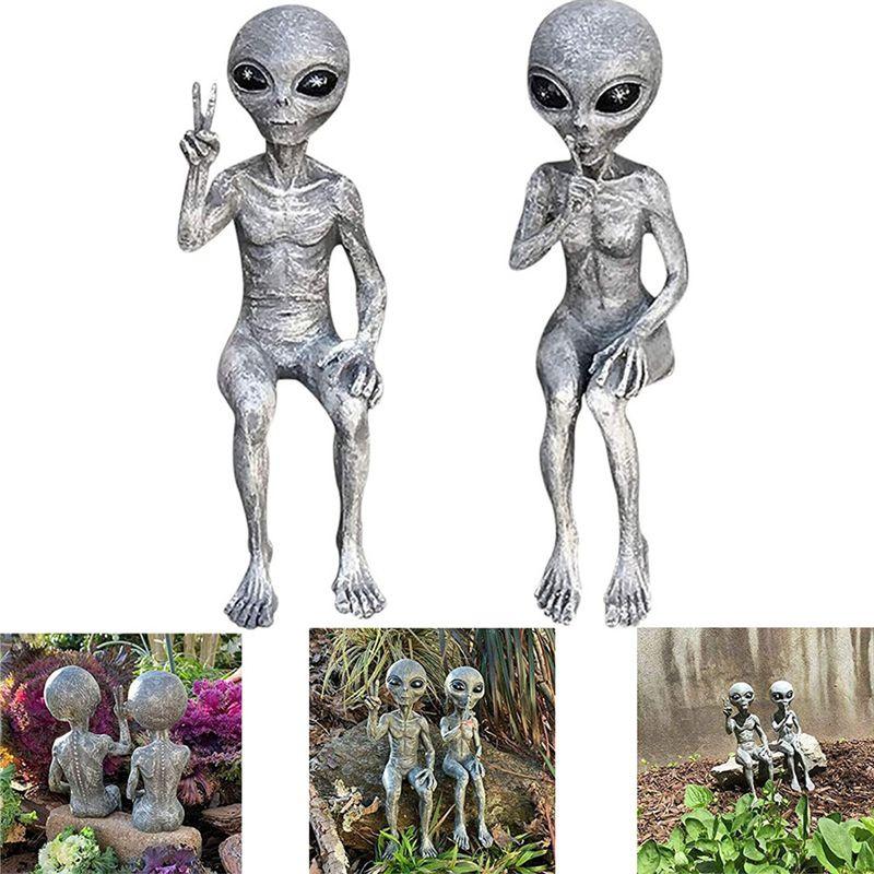 Outer Alien Space Garden Statue Figurine Ornaments Home Yard Sculpture Decor