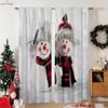 Cartoon Snowman Christmas Decorative Curtains Suitable for Bedroom Restaurant New Year Party Decorative Curtains 2 Pieces