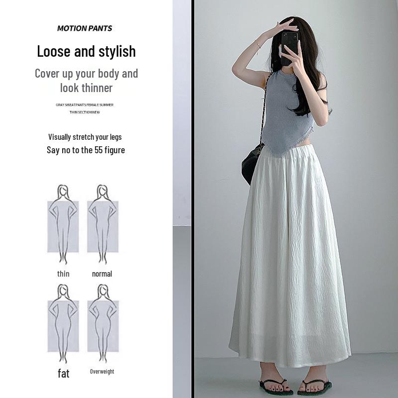Pleated A-Line Cotton Linen High Waist Wide Leg Culottes Skirt Pants