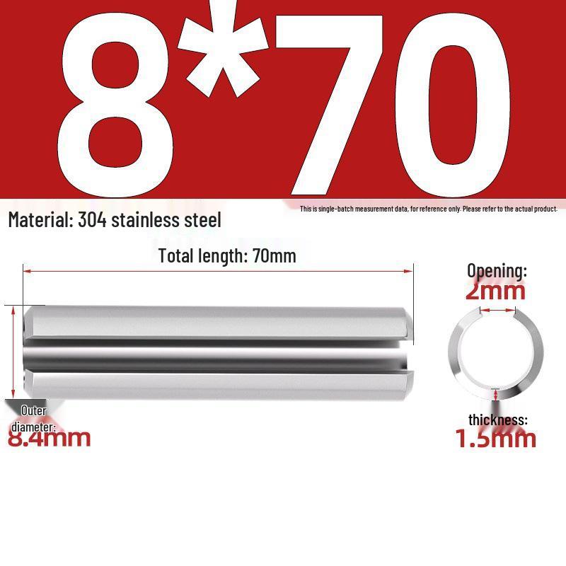 304 Stainless Steel Slotted Spring Pin, Cylindrical Shaft Pin, Locating and Hollow Pin (M5-M12)