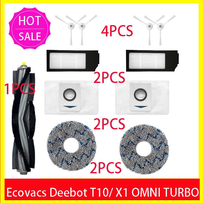 Ecovacs Deebot X1 OMNI / T10 OMNI Robot Vacuum Cleaner Spare Parts, Rubber / Side Brush, Cover,Hepa Filter, Mop Rag, Dust Bag