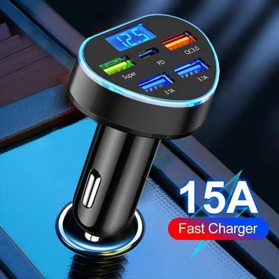 5 Ports 66W Car Charger PD Type C USB Fast Charging Auto Mobile Phone Adapter For iPhone Samsung Huawei Xiaomi Phone Charger