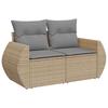 6 Piece Beige Poly Rattan Garden Sofa Set with Cushions