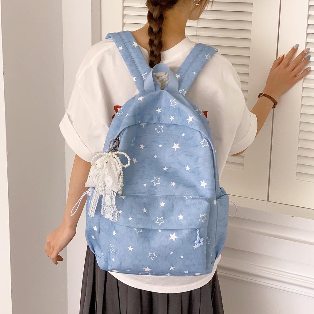 Schoolbag star printing student schoolbag personality niche versatile leisure backpack class travel large capacity backpack