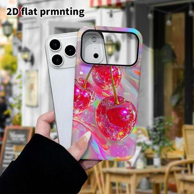 Phone Case: 2D Flat Design Suitable for iPhone 18 17 16 15 14 13 Pro Film Protective Case, Couple Style, Glass Cherry, Christmas and Halloween Holiday