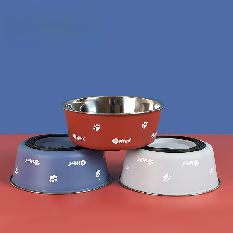 New Double-layer Thickened Suction Cup Dog Bowl Non-slip Pet Bowl Stainless Steel Dog Bowl Cat Bowl