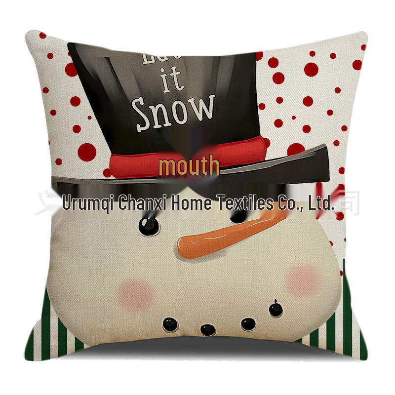 Cross-Border Christmas Lumbar Cushion Cover – Cartoon Santa Claus Print Home Decor Pillowcase 45*45cm