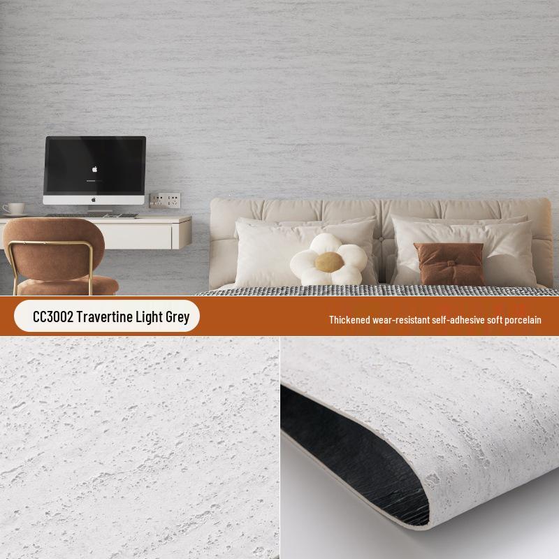Ultra-Thin 3D Soft Roman Travertine Flexible Wall Panel - Self-Adhesive Sticker for Renovation