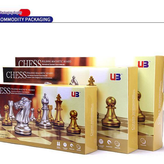 UB Friend Genuine Gold & Silver Folding Magnetic Chess Set - Large Chessboard for Students