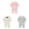 Baby Long Sleeve Cotton Romper With Bow For Toddler Crawling And Play