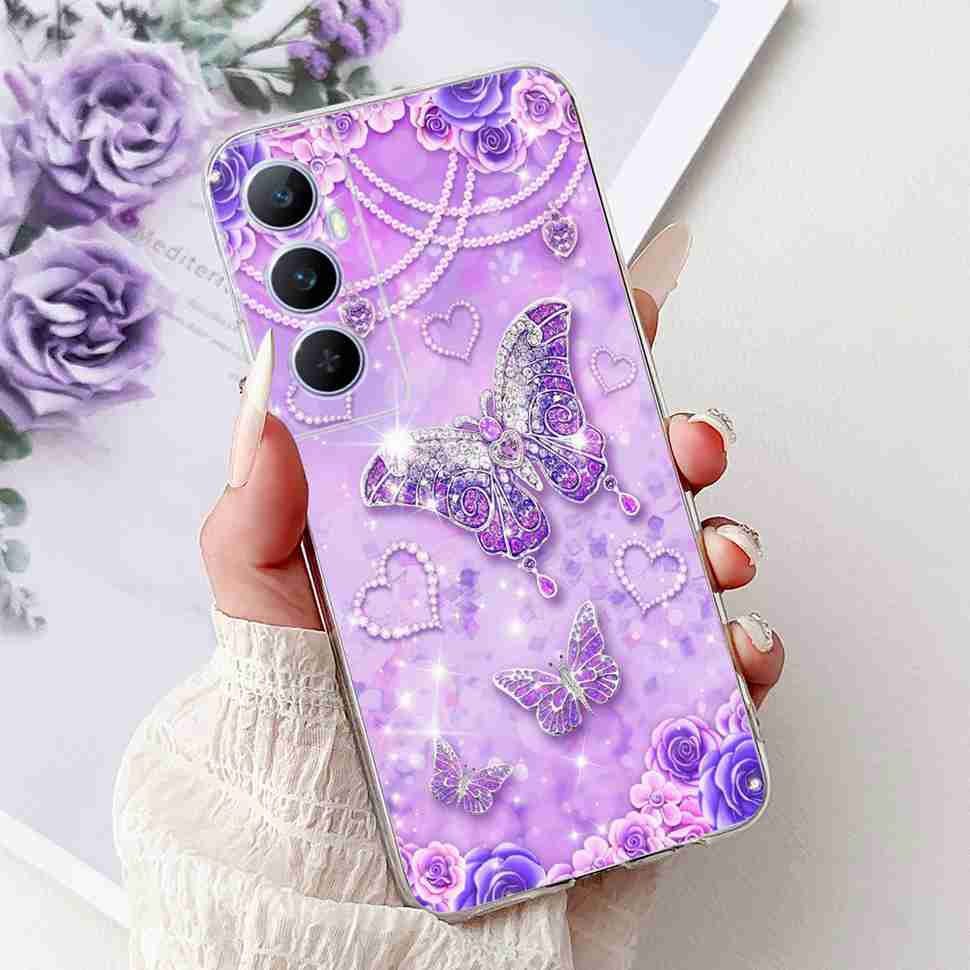 For Realme C65 Case Cute Cartoon Butterfly Cover Soft Silicone Phone Case Fundas For Realme C 65 C65 RealmeC65 4G Bumper