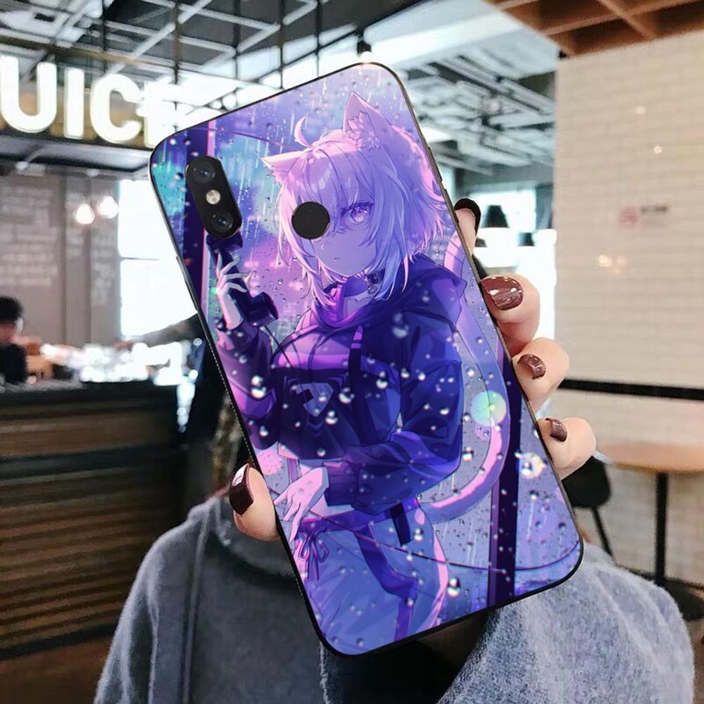 Kawaii Nekomata Okayu Phone Case For Xiaomi Mi 5X 8 9 10 11 12 lite pro 10T PocoX3pro PocoM3 Note 10 pro lite