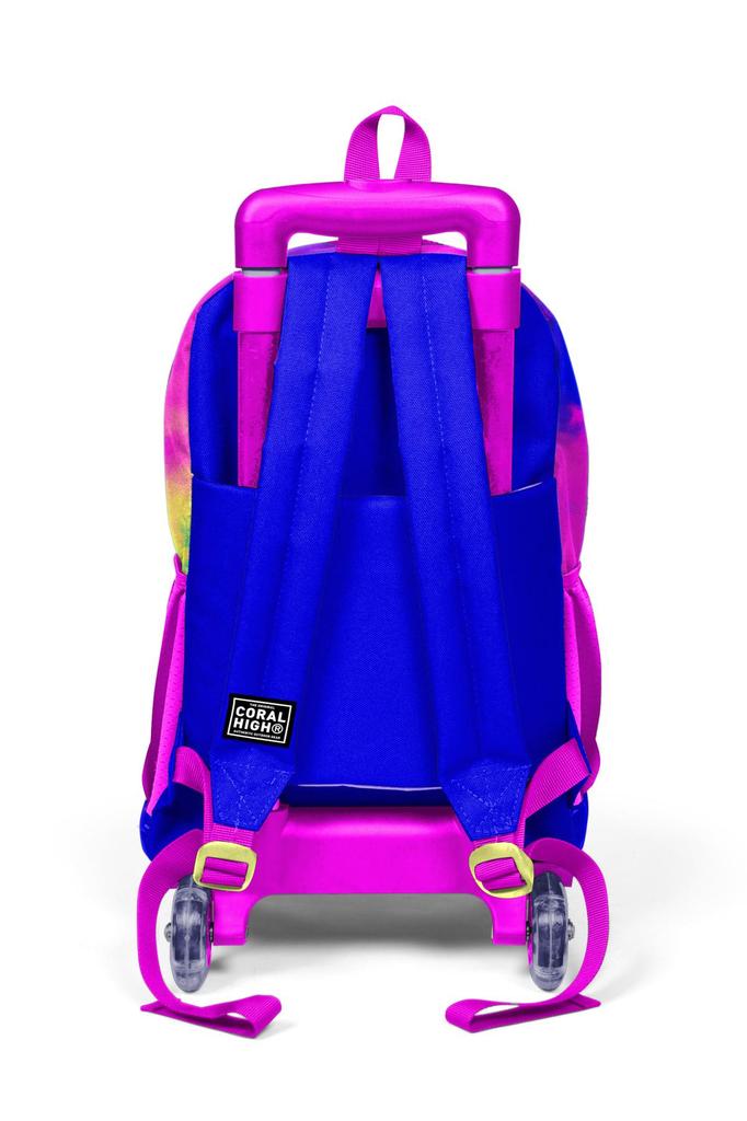 Tříkomorový školní batoh na kolečkách s barevným batikovaným vzorem pro děti Coral High Kids 23957