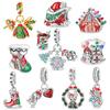 Delicate Copper Elk Christmas Stockings Snowflake Christmas Series Dangle Charm Fit Original Bracelet Girl Jewelry Gifts