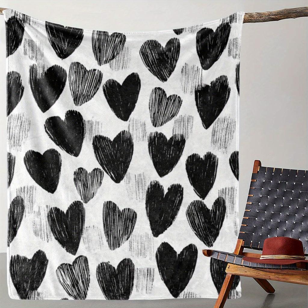 Enchanted Blue Heart & Butterfly Throw Blanket: Coastal Floral Pattern Dreamy Cozy Home Decor