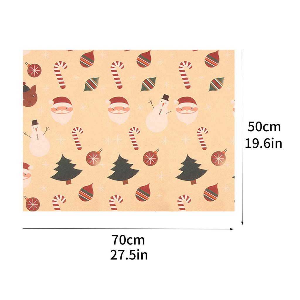 Weihnachtsgeschenkpapier, Kollektion „Christmas Elements“, einseitiges Geschenkpapier, kariert, Scheune, Elch und andere Muster, 70 x 50 cm