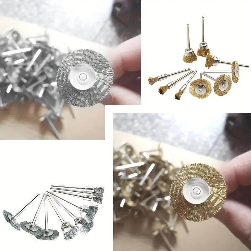 36 Piece Copper Wire Brush Set - Rust Removal Steel Wheel Rod, T-Polished Brush with Handle