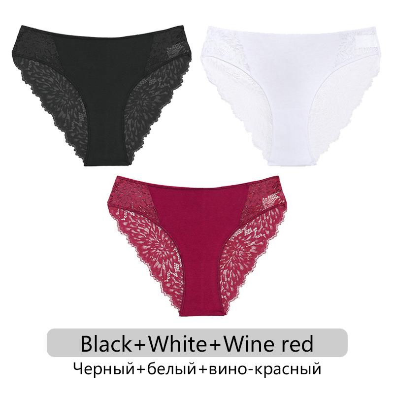 FINETOO 3ks/set Sexy krajkové kalhotky Dámské Květinové kalhotky S-XL Dámské spodky Spodní prádlo s nízkým pasem Krajkové spodní prádlo Dámské spodní prádlo 6 barev