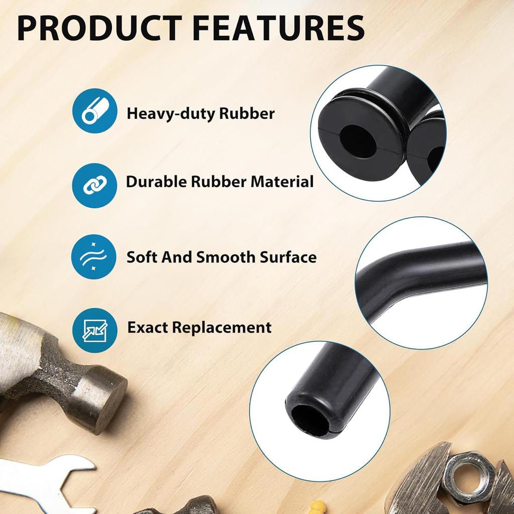 (4pc) Vizava 596163 Vacuum Hose Compatible For John Deere D125 D130 D140 D160 D170 Briggs and Stratton Lawn Mower Tractor Replaces 593998 797408