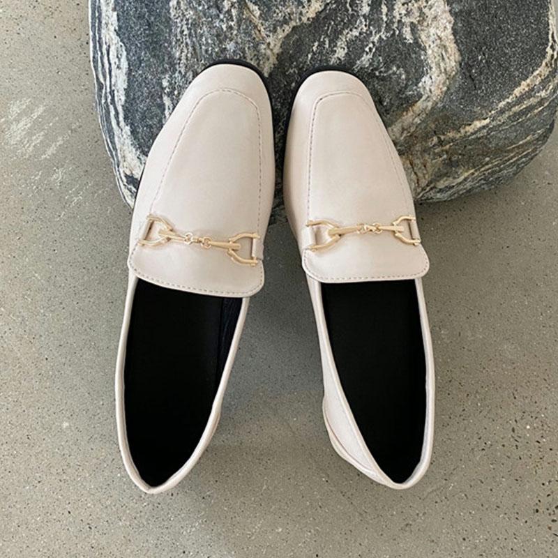 Fashion Comemore 2025 Spring Women Slip On Loafer Spring Fashion Ladies British Metal Flat Shoes Pumps Female Green Casual Leather Flats