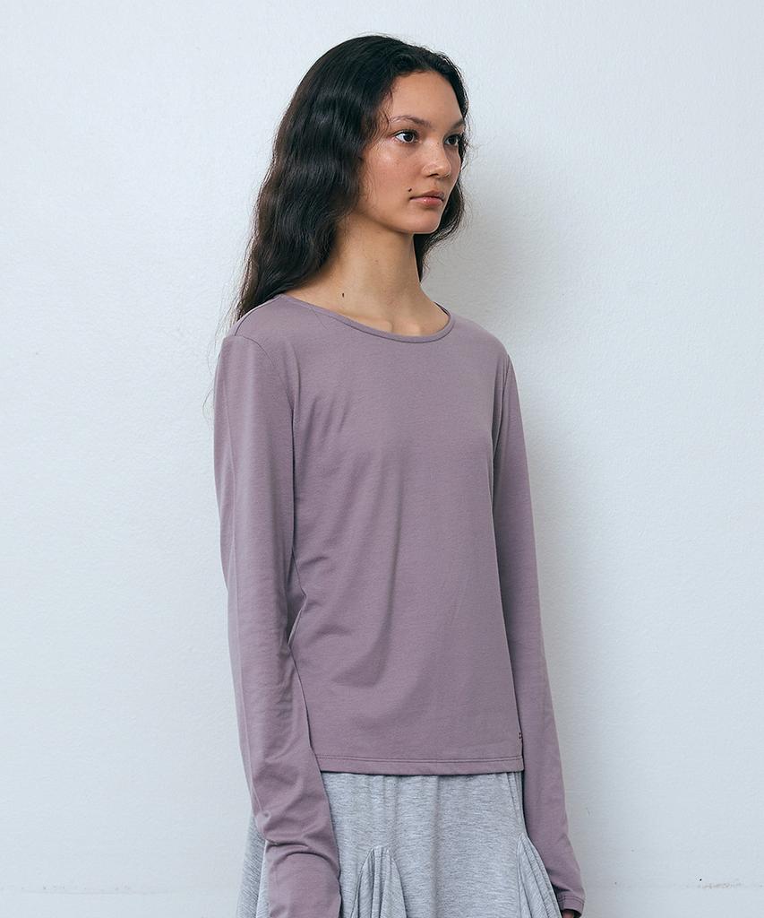 PISCESS Side Slit Long Sleeve Top_Mid Grey