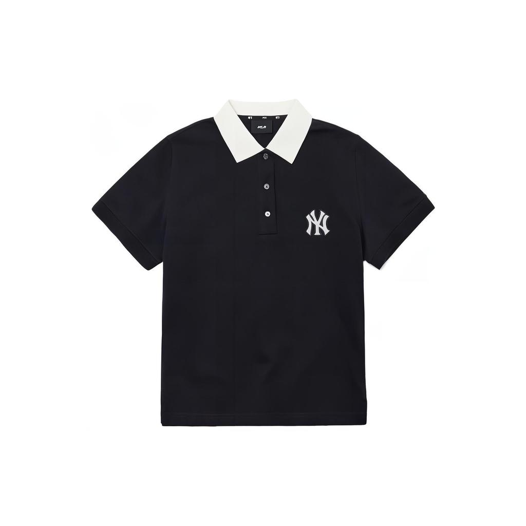 New MLB Base Logo Polo Shirt Women's Black 3FPQM4023-50BKS