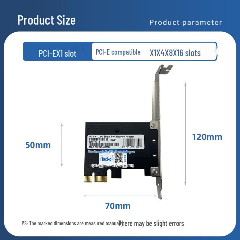 PERCKO 2.5G PCI-E Ethernet Network Adapter