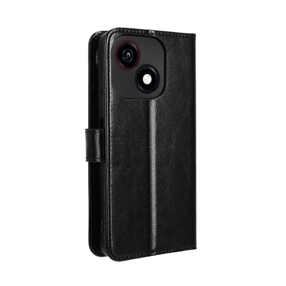 For ZTE Blade A35e PU Leather Case with Strap Crazy Horse Texture Phone Wallet Cover