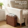 Narrow Wicker Basket Home Office Organizer, HandWoven PE Rattan Beside Sofa Storage, Apartment