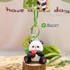 Charming Panda Fluffy Keychain Fun Zoo Character Keyring Colorful Resin Material Design
