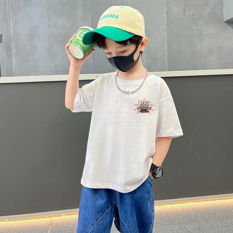 Camiseta de Manga Corta para Niños Verano Holgada Top de Media Manga Infantil Atuendo de Verano para Niños