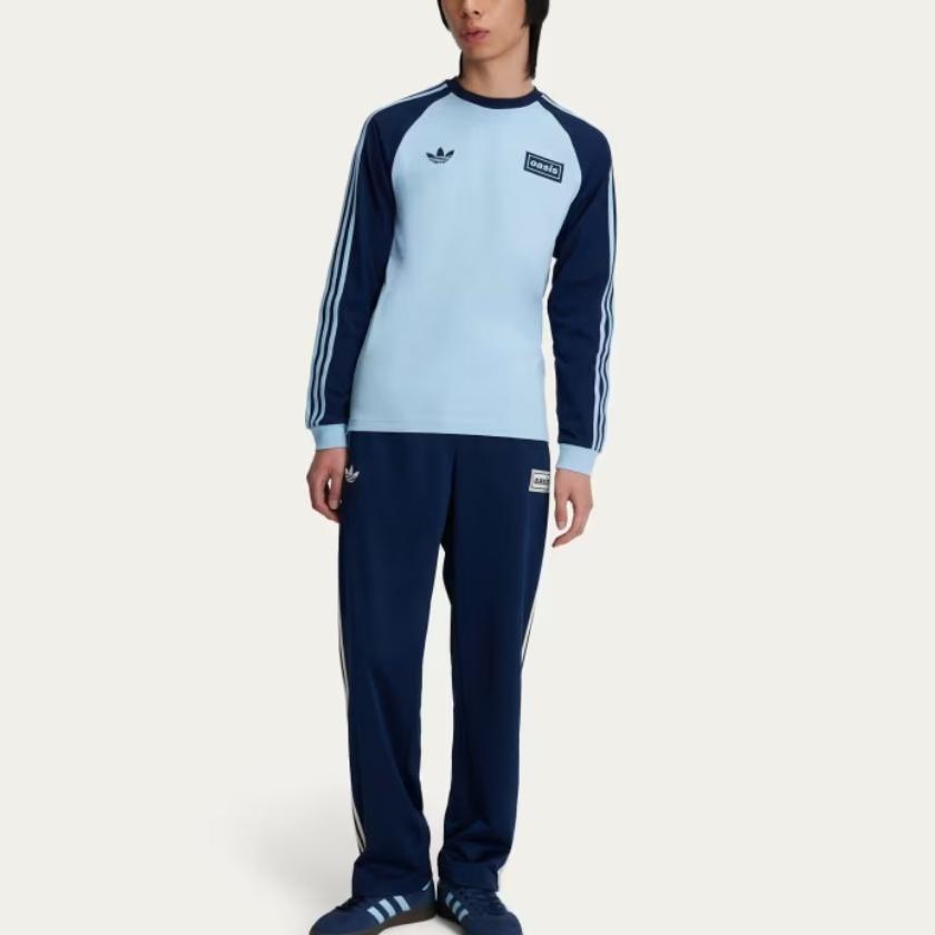 adidas Originals X Oasis Collaboration 3-Stripes Tour Comfortable Slim Fit Long Sleeve T-Shirt Unisex Tops KT-3427