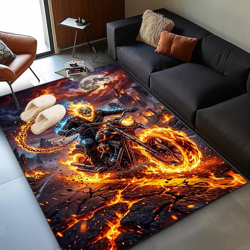 Ghost-Rider On Fire Area Rug Suitable for Indoor And Outdoor,Carpets for Kitchens, Homes, Offices, Living Rooms,Home Decor,Christmas Gift