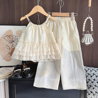 Sommer Baby Mädchen Outfit Rüschen Cami Top Und Weite Hosen Set Einfach Stilvoll Kleinkind Mädchen Zweiteiliges Bekleidungs Anzug