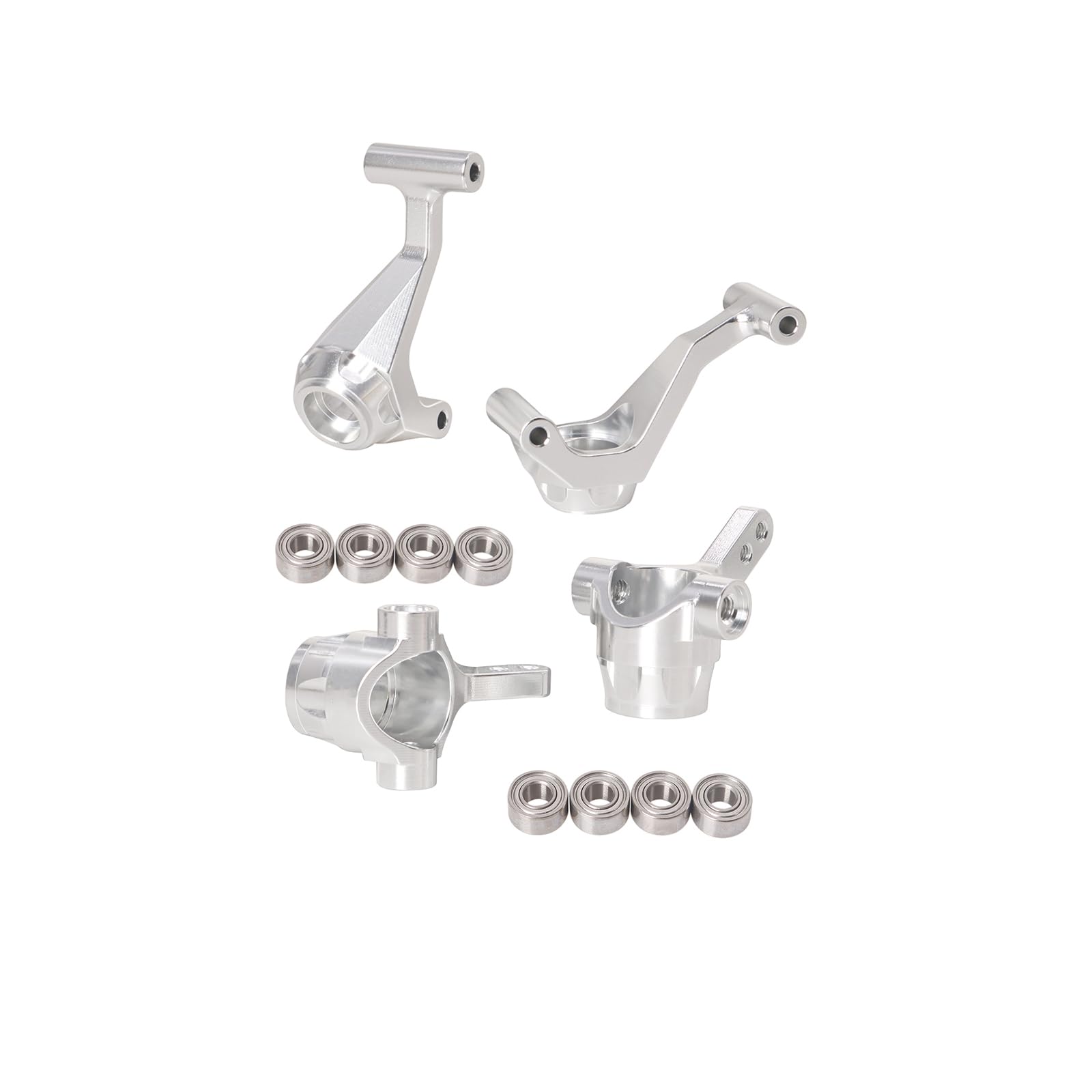 

JOYSOG RC Steering Cup, Aluminum Alloy Front & Rear Steering Cup for Tamiya 1/10 Hot Shot II 2024 4WD RC Upgrade Accessory (Silver)