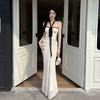 Elegant Polyester Off Shoulder Mermaid Dress With Backless Design For Summer Wear